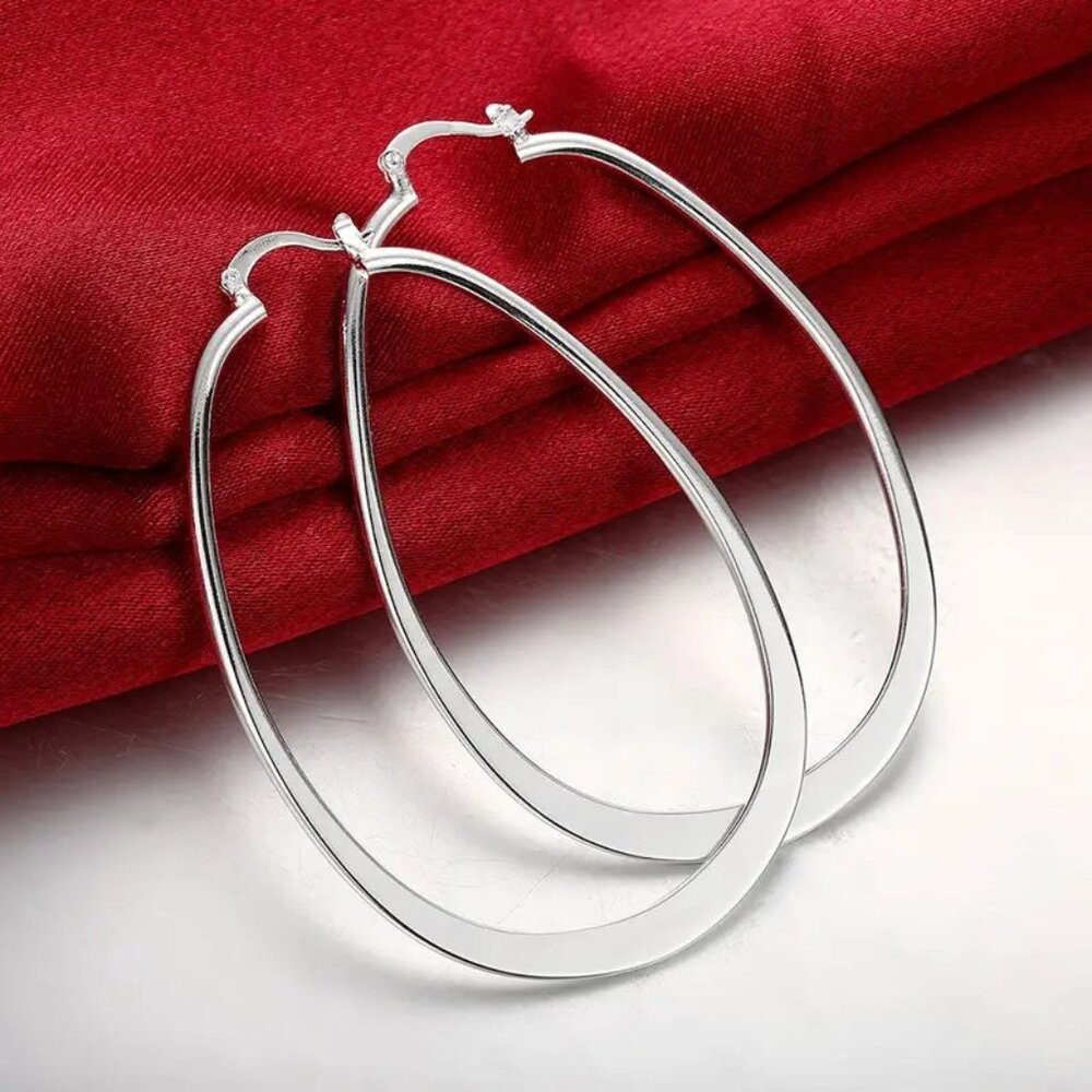 Boho Gothic Style 925 Sterling Silver Plated Hoop Earrings NWOT
